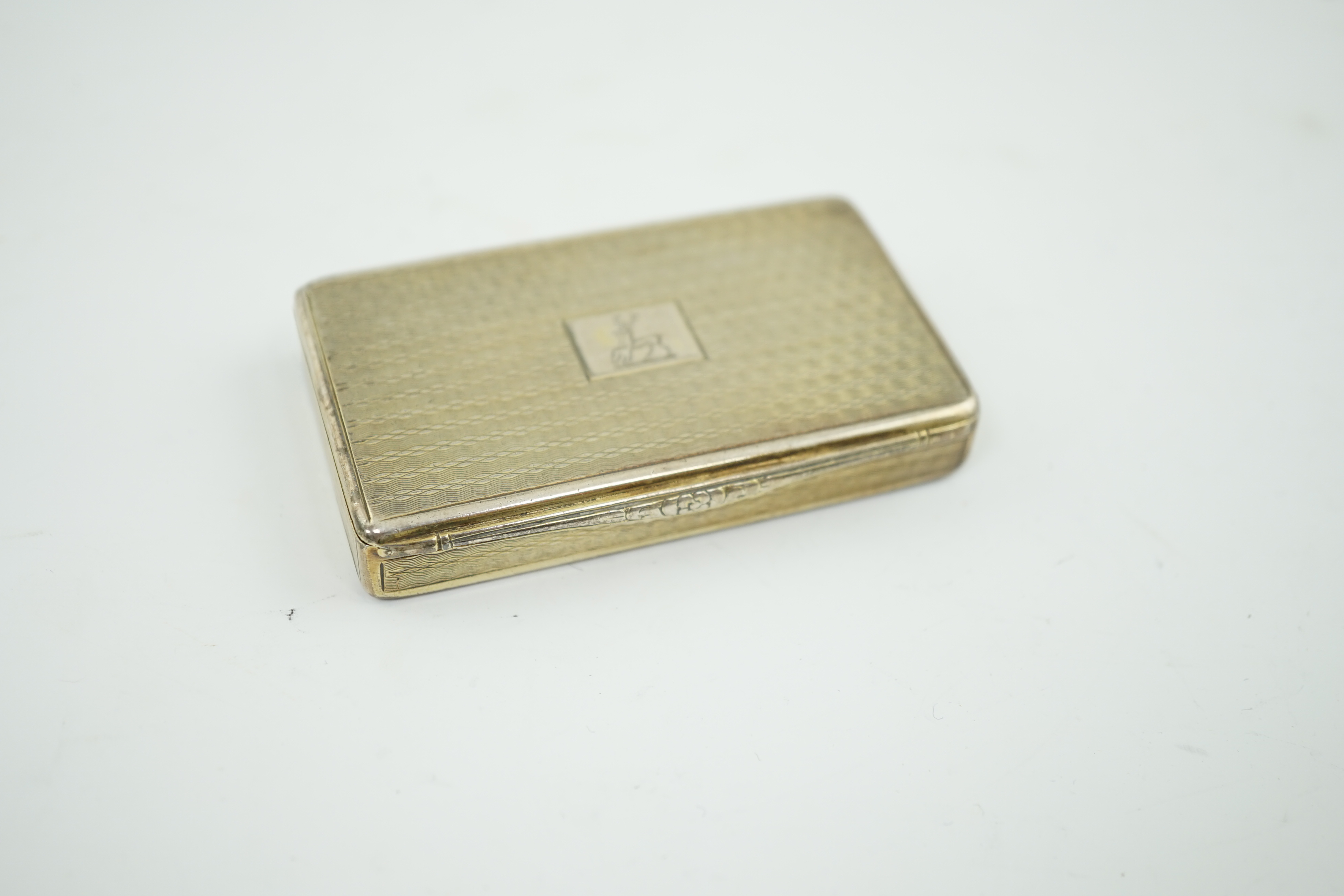 A late William IV Scottish engine turned silver gilt rectangular snuff box, by James Nasmyth